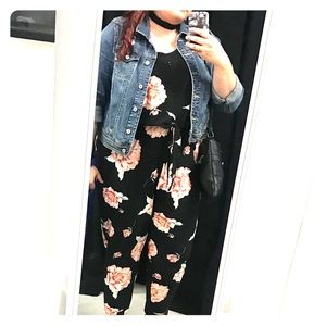 Black floral romper